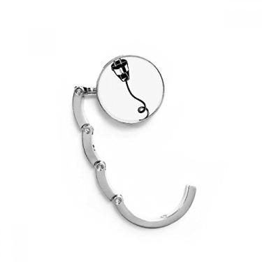 Imagem de Cabo de carregamento de cabo de plugue padrão preto gancho de mesa fecho decorativo extensão dobrável cabide