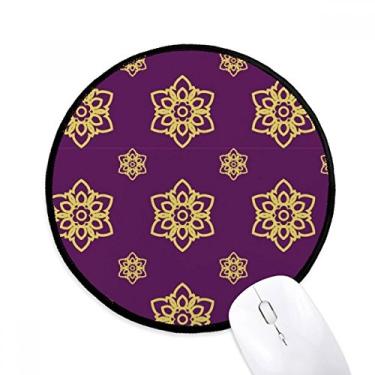 Imagem de Tapete de mouse redondo para computador com padrão decorativo roxo da Tailândia