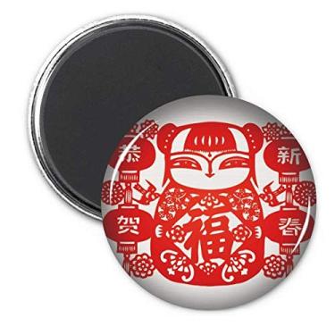 Imagem de Adesivo de decoração de ímã de geladeira com estampa de flor e corte de papel para meninas vermelhas