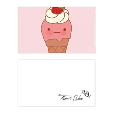Imagem de Cartão de agradecimento de sorvete com expressão de creme de morango, papel de aniversário, agradecimento de casamento