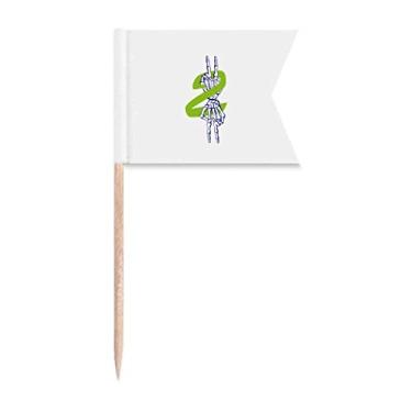 Imagem de Finger Bone Victory Bandeiras de palito de dente para celebração com marcação de rotulagem para bolo de festa, prato de queijo