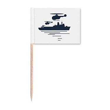 Imagem de Bandeira de palito militar de helicóptero navio onda marcador decoração de festa