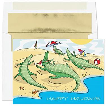 Imagem de Masterpiece Studios Coleção Warmest Wishes Holiday 16 envelopes forrados com papel alumínio, desejos de Gator, 14,2 cm x 19,8 cm