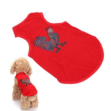 Imagem de Camisetas para filhotes, colete para cães camiseta para animais de estimação de algodão respirável vestuário para cães camiseta para cachorro pequeno a médio (vermelho, G)