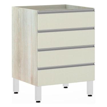 Imagem de Balcão Sem Tampo Gaveteiro 60cm Lis Legno Crem e Kashmir