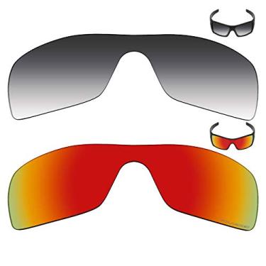 Imagem de Mryok+ 2 pares de lentes polarizadas de substituição para óculos de sol Oakley Batwolf – Cinza dégradé Tint/Vermelho fogo