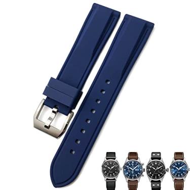 Imagem de DFAMIN 20mm 21mm 22mm Borracha Silicone Preto Azul Pulseiras para IWC PILOT Mark 18 Relógio Pulseira Esportiva (Cor: Azul Escuro, Tamanho: 20mm)
