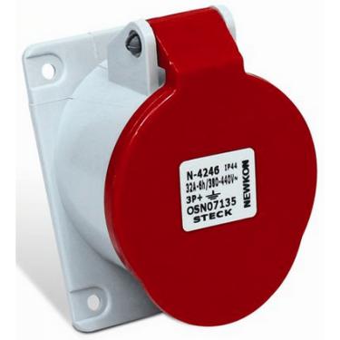 Imagem de Tomada Industrial Embutir 32A 3P+T 380/440V IP44 6H Vermelho N4246 – Steck