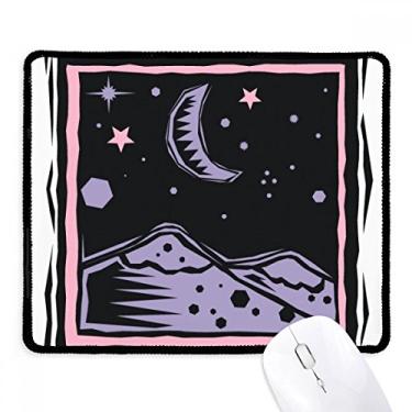 Imagem de Mousepad Purple Mountain Moon Star Elemento Gravação Borda Costurada Tapete Borracha Gaming Pad