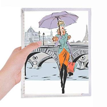 Imagem de Caderno Lady River Bridge France Mark Diário de folhas soltas recarregável