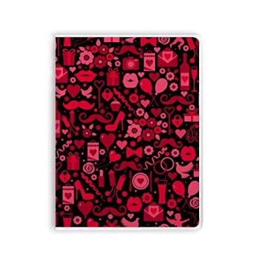 Imagem de Caderno de corações rosa preto lábios dia dos namorados capa de goma diário capa macia