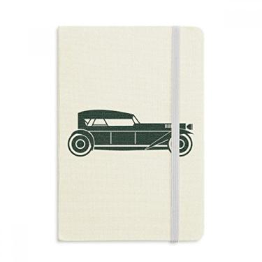 Imagem de Caderno geométrico verde clássico com desenho de carros, capa dura em tecido oficial diário clássico