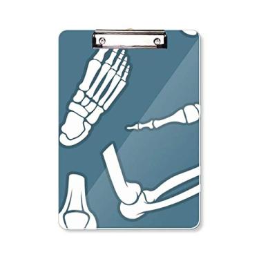 Imagem de Prancheta de ilustração de desenho azul esqueleto humano placa de apoio A4