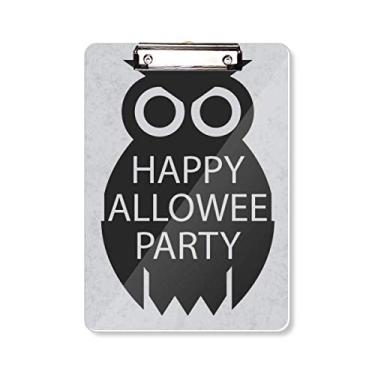 Imagem de Prancheta de coruja de desenho preto simples para Halloween A4