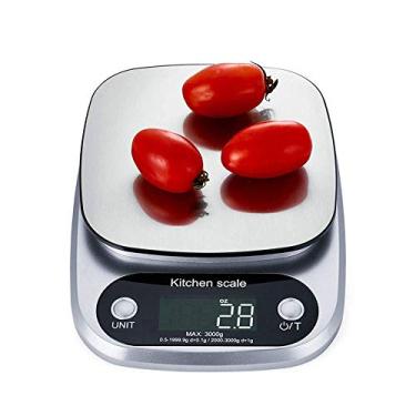 Imagem de balanças de cozinha peso digital, balança de cozimento de alta precisão, mini balanças de cozinha scalesc de alimentos, recursos de tara, aço inoxidável, para ingredientes, joia