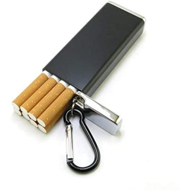 Imagem de Cigarreiras de metal quadrado portátil à prova de pressão multifuncional mini caixas de cigarro à prova d'água prata 8Sticks-8sticks_preto atualizado