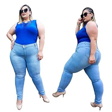 Imagem de Kit com 3 Calças Jeans Feminina Plusize Cor:Azul;Tamanho:46;