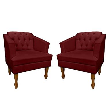 Imagem de Poltrona Kit 02 Unidades Estofada Decorativa Leitura Sala Quarto Consultório Escritório Safira (Suede Marsala)