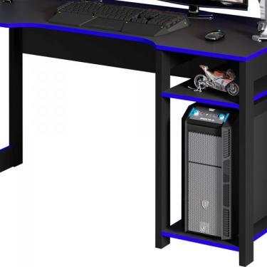 Imagem de Mesa Gamer Cyber Espresso Móveis Preto/azul