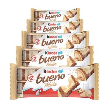 Imagem de Chocolate, 5 Pacotes De 39G Kinder Bueno White