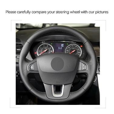 Imagem de Capas de volante de carro de couro preto costuradas à mão, para Renault Laguna 2008-2015 / Latitude 2010-2015