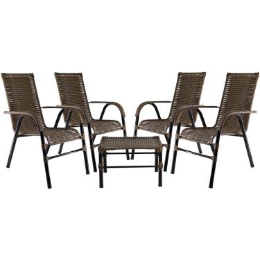 Imagem de Conjunto Com 4 Cadeiras E Mesa De Centro Bela - Cor Argila