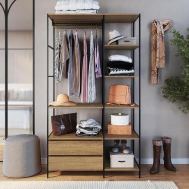 Imagem de Guarda Roupa Closet Industrial P1025 Preto/mel