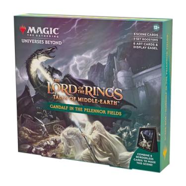 Imagem de Magic: The Gathering The Lord of the Rings: Tales of Middle-earth Scene Box - Gandalf in Pelennor Fields (6 Cartas de cenário, 6 artes cartas, 3 conjuntos de boosters + Display Easel)