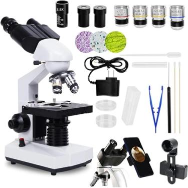 Imagem de CHONGHAN Microscópios Binoculares 200-10000X, Microscópio Composto Binocular Profissional Com Oculares De Campo Amplo WF50X, Lâminas De Microscópio, Para A Educação Do Laboratório Escolar