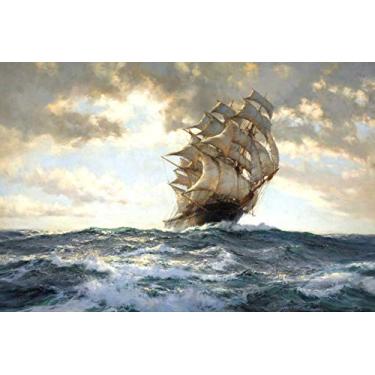 Imagem de Santhatela - O Orgulho dos Mares (1925) de Montague Dawson - Impressão Giclée em Tela Canvas para Quadro 30x44 cm - Decoração de Parede com Tema Oceanos e Histórico