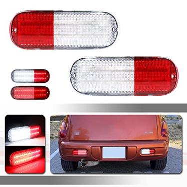 Imagem de Tonsya Lente de LED 3 em 1 de substituição 3D óptica LED vermelho e branco refletor de para-choque compatível com Chrysler PT Cruiser 2001 2002 2003 2004 2005 Chrysler PT Cruiser luzes de freio