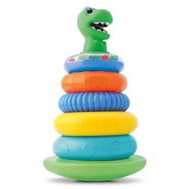 Imagem de Brinquedo Infantil Pirâmide De Argolas - Dino - Divertoys