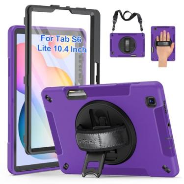 Imagem de SUPFIVES Capa para Samsung Tab S6 Lite 10,4 polegadas com protetor de tela, Galaxy Tablet S6 Lite 10,4 polegadas 2022/2020, capa à prova de choque com suporte para S-Pen + alça de ombro + alça +
