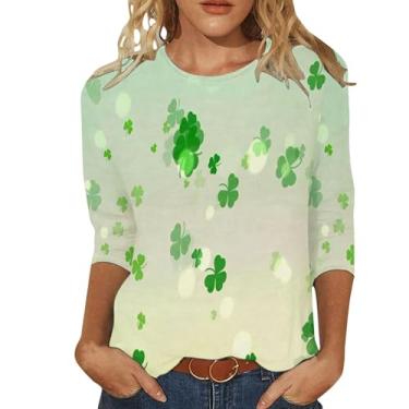 Imagem de Camiseta feminina de São Patrício Shamrock Lucky camisetas túnica verde festival irlandês, Café, M