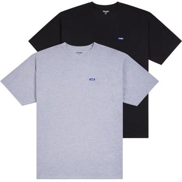 Imagem de Wrangler Camiseta grande e alta - pacote com 2 camisetas de algodão de manga curta com bolso no peito, multicor, GG Alto