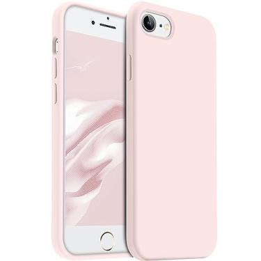 Imagem de AOTESIER Capa fina de silicone para iPhone SE 2020/iPhone SE 2022/iPhone 7/8 capa de 4,7 polegadas, capa protetora militar à prova de choque de borracha de silicone líquido premium, rosa giz