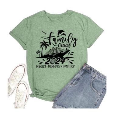 Imagem de TSIIUO Camiseta feminina Family Cruise 2024 divertida cruzeiro férias cruzeiro amante presente casual manga curta, Verde, G