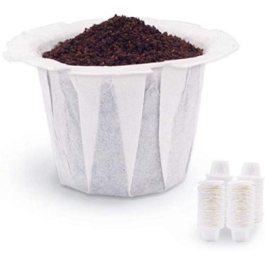 Imagem de Papel de filtro de café descartável para cafeteiras Keurig dose única 1.0 e 2.0, 200 unidades, forro de papel de substituição compatível com todas as cápsulas de café reutilizáveis K Cup, cápsula recarregável, branco