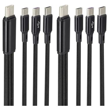 Imagem de AAOTOKK 2-unidades/4 pés USB C desvio e cabo nylon tecido 5 V / 2 A USB 2.0 tipo C cabo de carregamento macho, adequado para telemóveis, bancos de energia, carregadores, dispositivos USB C (preto-3