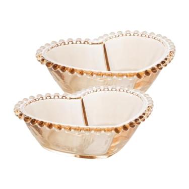 Imagem de WOLFF - Conjunto 2 Bowls de Cristal Coração Âmbar Metalizado 15cm x 13cm x 5cm - Linha Pearl