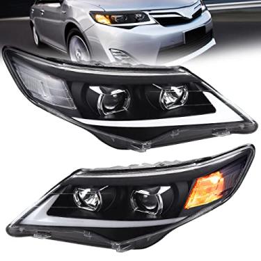 Imagem de VLAND Conjunto de faróis adequado para Toyota Camry 2012 2013 2014, luz Ftont com seta e DRL, farol serve para lâmpadas D2S/D2H/H7 (não incluídas lâmpadas)