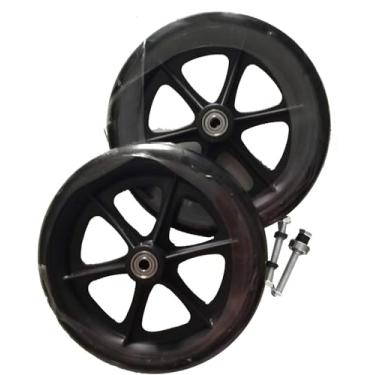 Imagem de 2 peças 6 "7" 8 "rodas para andador de cadeira de rodas substituição antiderrapante rodízio frontal à prova de desgaste conjunto universal de rodízio para cadeira de rodas pneu sólido preto,