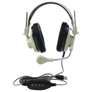 Imagem de Fone de ouvido estéreo 3066-USB CT Deluxe, bege; microfone pescoço de ganso; plugue USB; cabo de 2 camadas resistente a cortes e mastigação de 1,8 m; faixa de cabeça de plástico ajustável; protetores