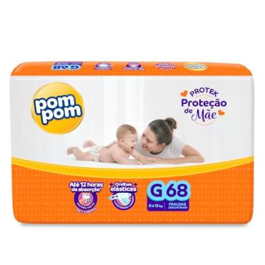 Imagem de Fralda Pom Pom Protek Proteção de Mãe Hiper G 68 Unidades