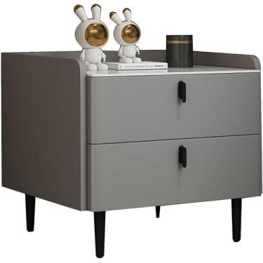 Imagem de Cômoda noturna para quarto Mesa lateral moderna com gavetas - Pequena mesa de cabeceira branca para quarto, sala de estar, sofá - Móveis de quarto e mesa de cabeceira, cinza B-mid, 40 * 40 *