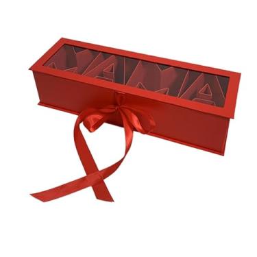 Imagem de Ioensy Mama caixa de flores embalagem floral dia das mães papelão decorativo preenchível caixa de presente para dia dos namorados decoração de presente, Vermelho