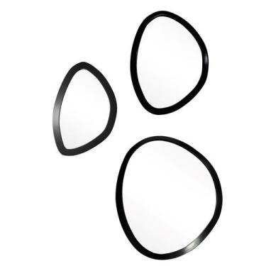 Imagem de Kit Espelho Decorativo Orgânico Preto 29X44cm, 43X58cm E 58X70cm Epmg