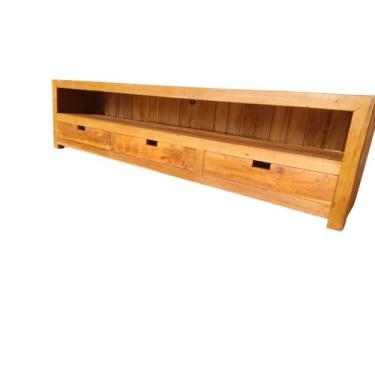Imagem de Móveis Ramalho - Rack para TV com 2,00 m, 3 Gavetas, Estilo Rústico, 1 Prateleira, Madeira Maciça de Demolição