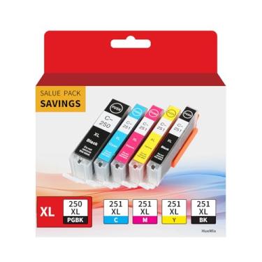 Imagem de 251 cartuchos de tinta de substituição para Canon 250 e 251 cartuchos de tinta PGI-250XL CLI-251XL para uso com impressora PIXMA MX922 MX920 IP7220 IP8720 IX6820 MG7520, pacote com 5 (PGBK, BK, ciano,