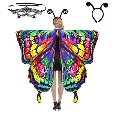 Imagem de PinkUnicoon Asas de borboleta para mulheres, capa de asa de borboleta de Halloween para adultos, fantasia de Halloween, capa feminina de fada, #018, Free